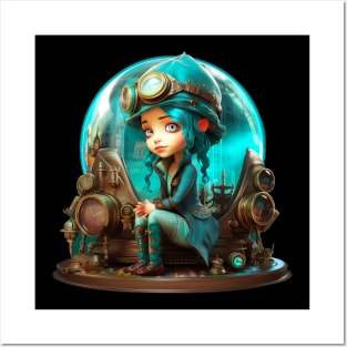 Steampunk Cute Girl Posters and Art